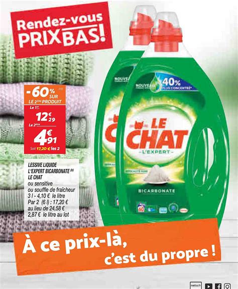 Offre Lessive Liquide L Expert Bicarbonate Le Chat Chez Netto