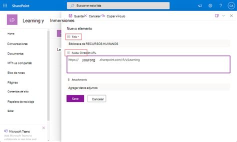 Adición de SharePoint como origen de contenido de aprendizaje para