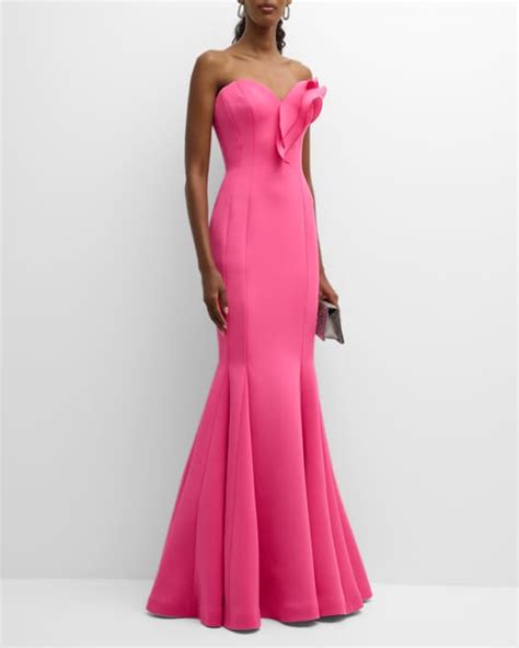 Jovani Strapless Ruffle Trim Sweetheart Mermaid Gown Neiman Marcus