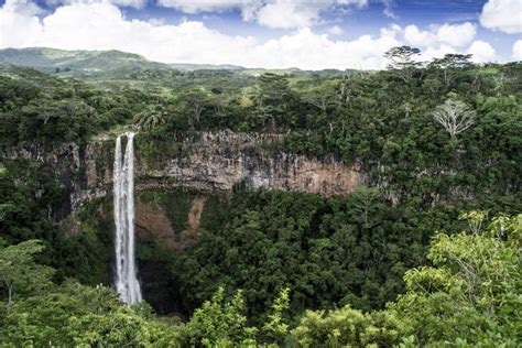 Dramatic Waterfall of Chamarel in the National Park Stock Image - Image ...