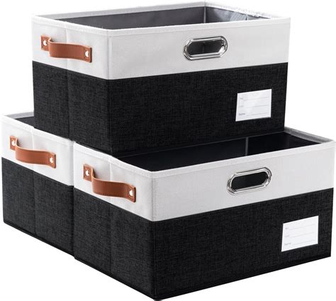 Prandom Foldable Storage Bins With Handles 3 Pack Fabric