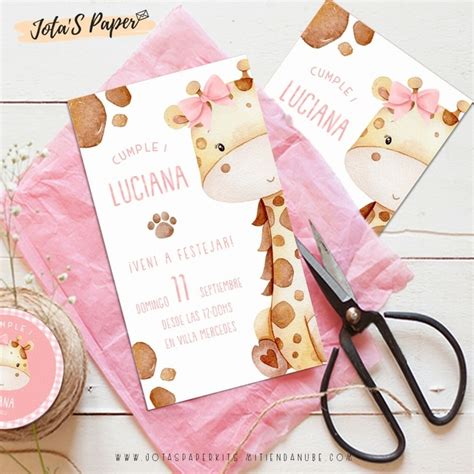 Kit Imprimible JIRAFA BEBE ROSA Jotas Paper Kits