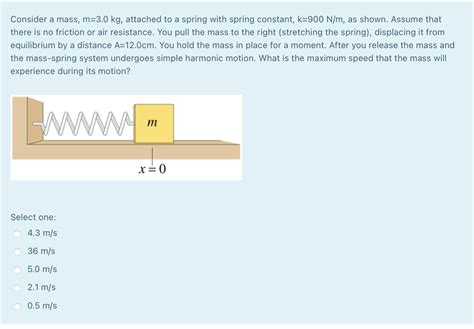 Solved Consider A Mass M 3 0 Kg Attached To A Spring With