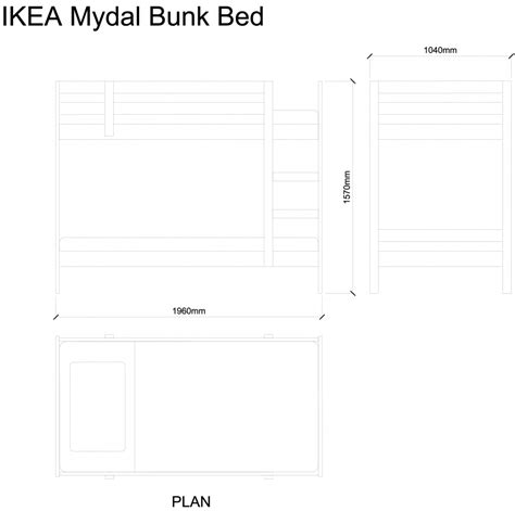 Autocad Download Ikea Mydal Bunk Bed Dwg Drawing Thousands Of Free Cad Blocks