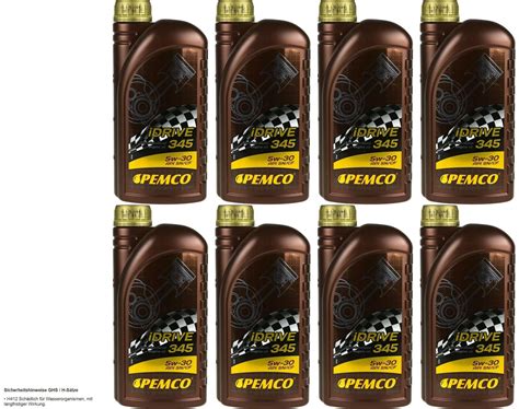 8x1 Litre Original PEMCO Huile Moteur Idrive 345 5W 30 Api Sn Cf