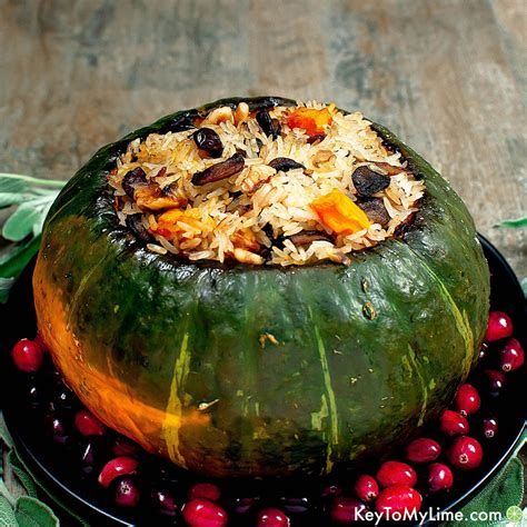 Vegan Stuffed Kabocha Squash Rice Mushroom Sage Key To My Lime