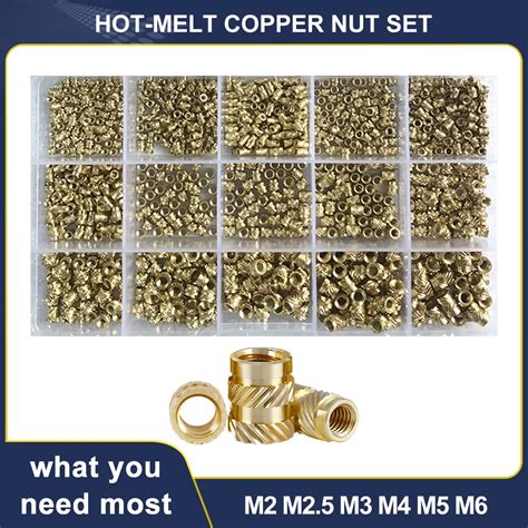 Heat Set Threaded Insert M2 M2 5 M3 M4 M5 M6 Brass Nut Hot Melt Knurled Inserts Double Twill