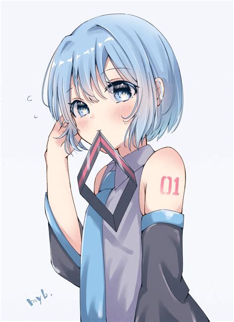 Safebooru 1girl Alternate Hair Length Alternate Hairstyle Aqua Eyes Aqua Hair Aqua Necktie Bob