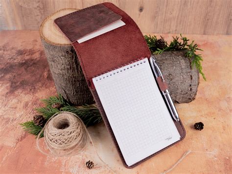 Personalized Leather Mini Notepad With Pen Custom 3 14 X 4 34 Rawhide