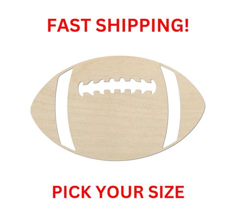 Unfinished Wooden Football Cutout Laces Shape Pick Size Crafty Laser