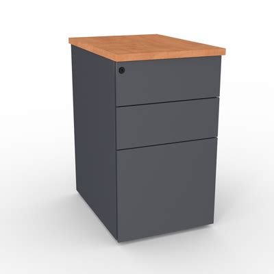 Caisson métallique hauteur bureau 3 tiroirs prof 60 cm top pommier