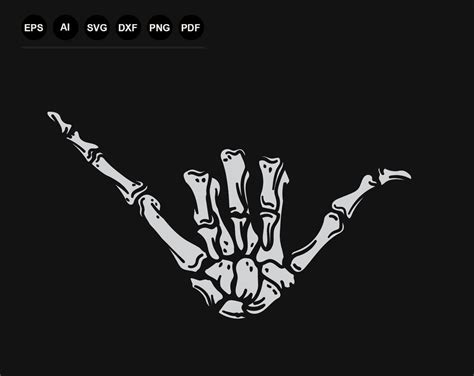 Skeleton Hand Hang Loose Svg Shaka Skeleton Hand Vector Sign Silhouette Svg Vinyl Decal