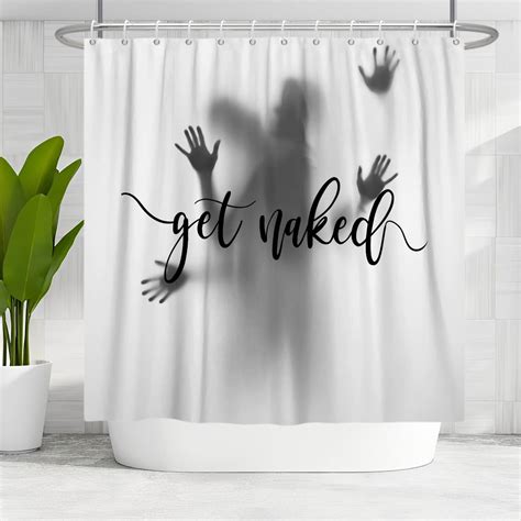 Amazon Maoglfuriron Get Naked Shower Curtain Black Funny Quotes