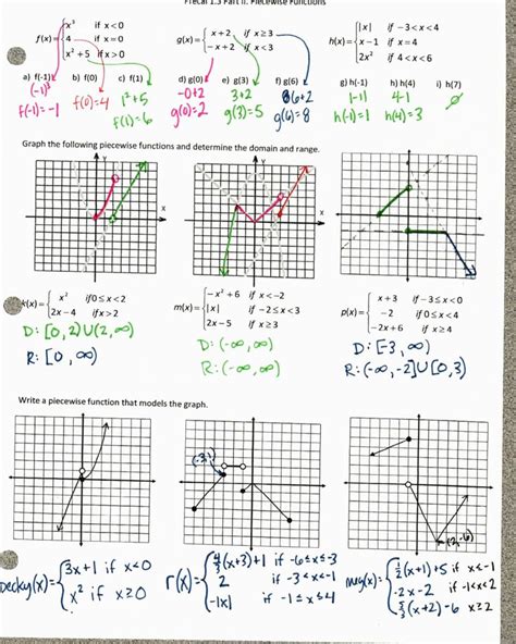 Math 2 Piecewise Functions Worksheets 2