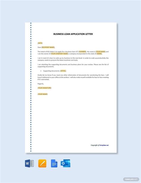 Business Loan Application Letter Template in Google Docs, Word, Pages ...