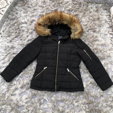 Black Winter Coat With Faux Fur From Matalan Such A Depop