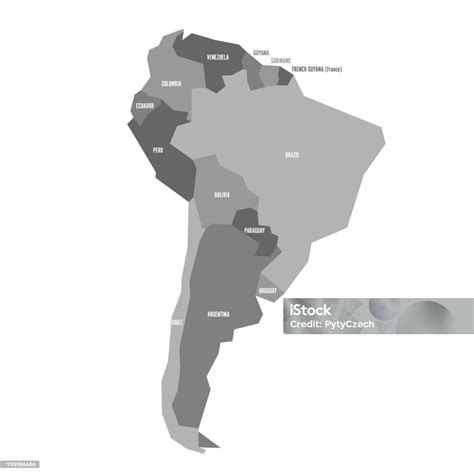 Infographical Très Simplifié La Carte Politique De Lamérique Du Sud En Couleurs Gris