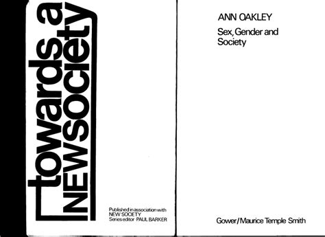 Sex Gender And Society By Ann Oakley