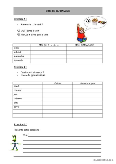 J Aime Je N Aime Pas Fran Ais Fle Fiches Pedagogiques Pdf Doc