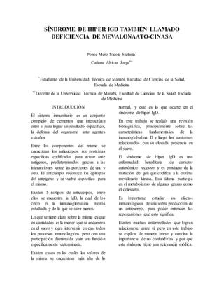 Síndrome de hiper igD también llamado deficiencia de mevalonaato PDF