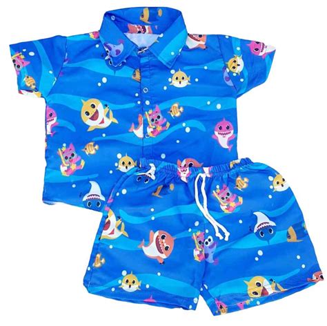 Conjunto Mauricinho Baby Shark Azul 2 Infantil