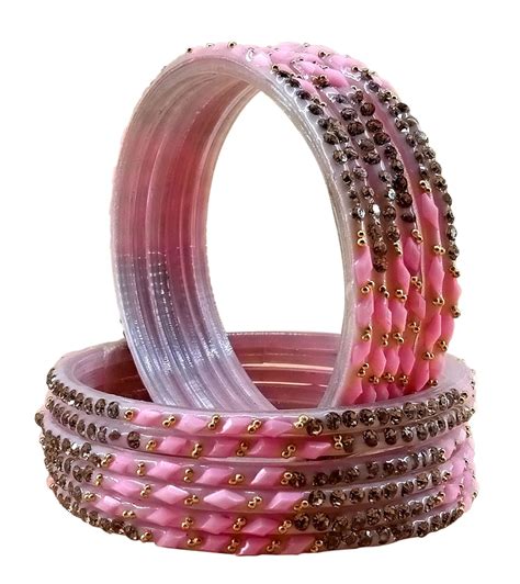 Buy The Golden Cascade Cutting Design Glass Bangles For Women Pearl