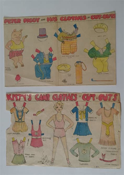 Vintage 1930s Newspaper Paper Dolls Miscellaneous Some Large Panels