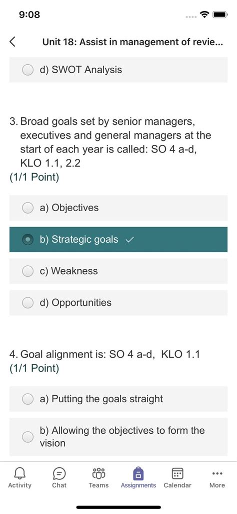 Unit 18 Strategic Goals The Unit Swot Analysis