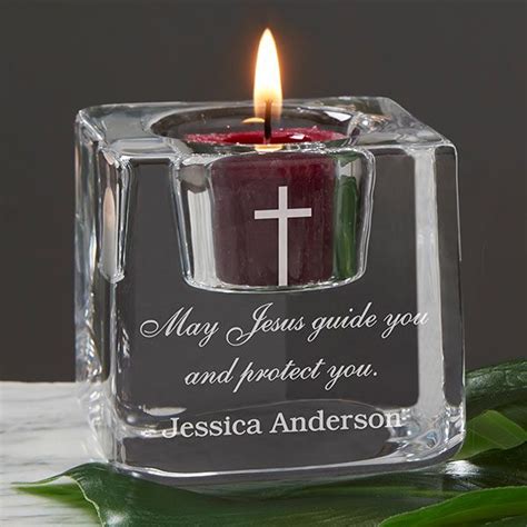 Orrefors Personalized Engraved Cross Ice Cube Votive Religious Gifts