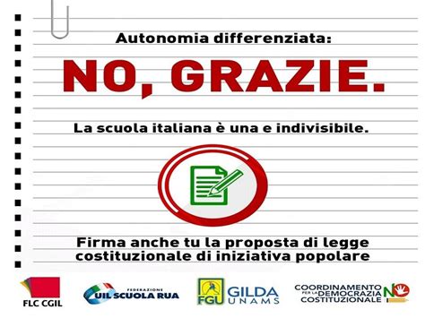 Campagna Raccolta Firme On Line Contro Autonomia Differenziata