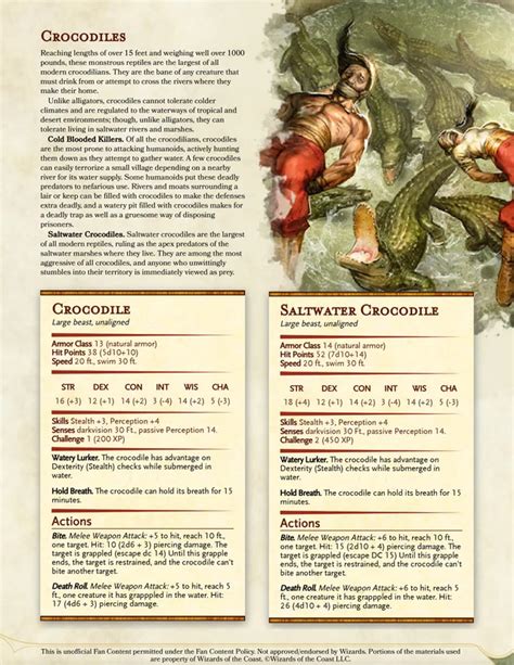 New And Revised Crocodilians Rip And Tear Until It Is Done Monsteraday D D Homebrew Dnd 5e