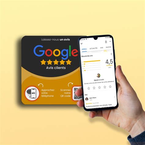 Plaque Avis Clients Google Connectée Avec Puce NFC Pour Mur Comptoir