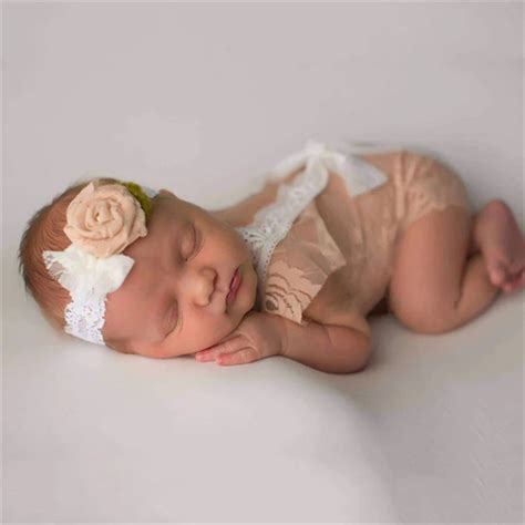 Fotografia Newborn Photography Props Baby Girl Lace Romper Infant Photo