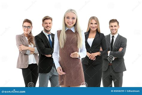 Group Of Smiling Business People Isolated Over White Background Stock