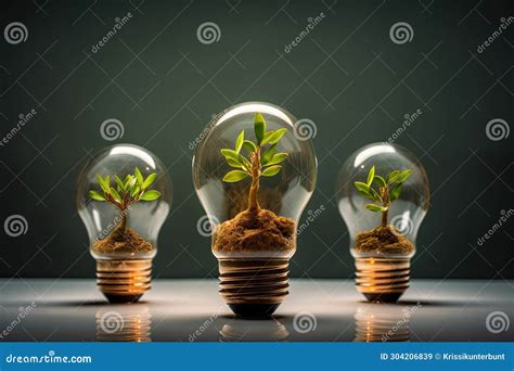 Growing Plant In Light Bulb AI Generated Stock Image Image Of Light