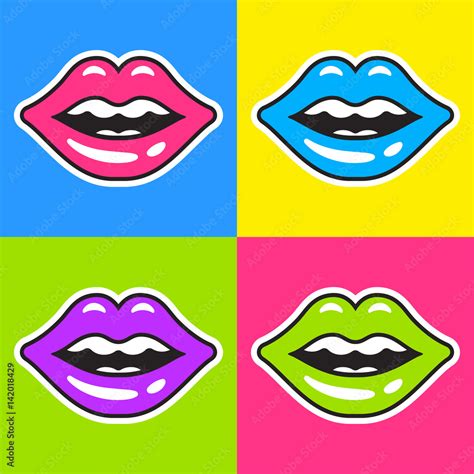 Sexy Lips Pop Art Set Stock Vector Adobe Stock