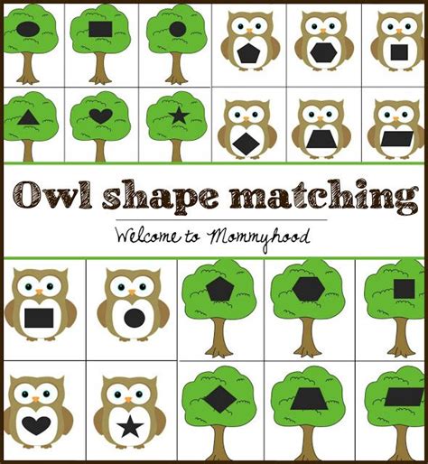 Welcome To Mommyhood Owl Shape Matching Owl Preschool Shapes