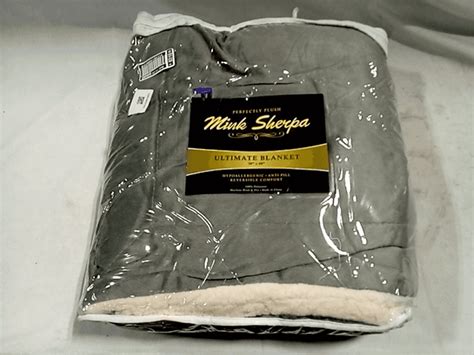 Perfectly Plush Mink Sherpa Ultimate Blanket Blue 50x 60 Reversible