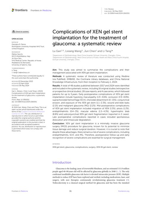 PDF Complications Of XEN Gel Stent Implantation For The Treatment Of