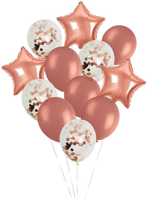 12 Pack Assorted Rose Gold Balloons Balloon Bouquet