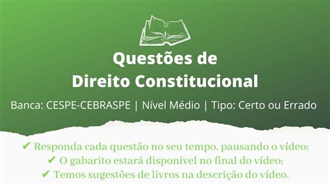 Questões de Direito Constitucional CESPE CEBRASPE YouTube