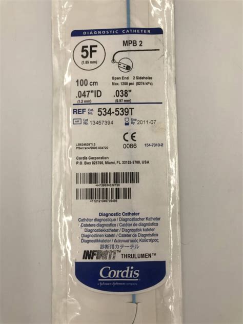 Cordis T Infiniti Diagnostic Catheter Mpb F X Gb Tech Usa