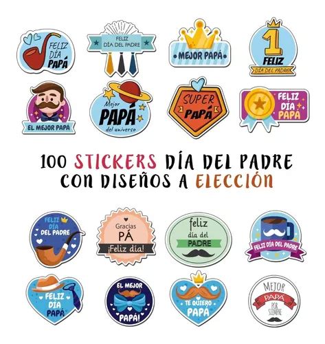 100 Stickers 6x6 Cm Dia Del Padre Etiqueta Troquelados Logo