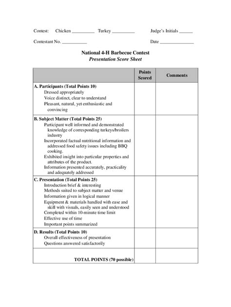 Printable Bbq Score Sheet Form Fill Out And Sign Printable