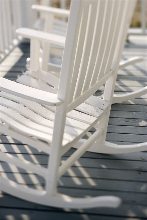 Antique White Rocking Chair On Porch Stock Photo Image Of Concept