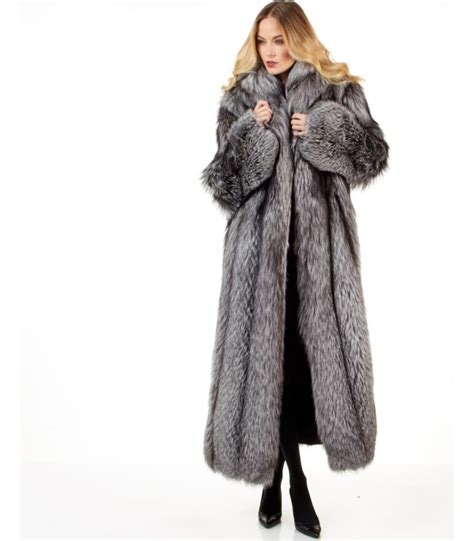 Women S Full Length Silver Fox Fur Coat Fursource