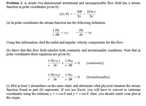 Solved Problem A Steady Two Dimensional Irrotational And Chegg