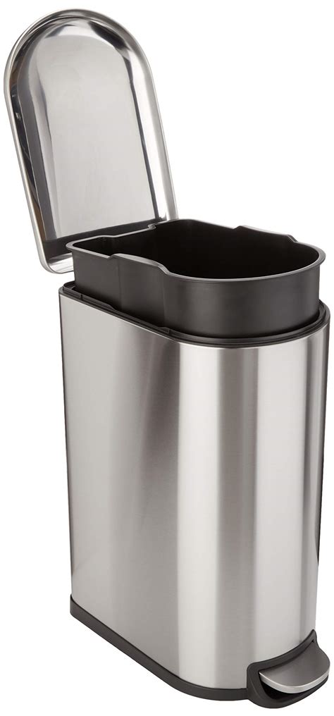 Amazon Basics Smudge Resistant Rectangular Trash Can With Soft Close