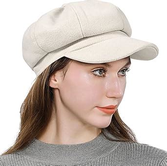 Womens Newsboy Cap Wool Blend Retro Solid Color Girls Fashion Gatsby