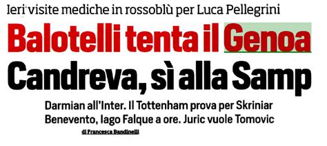 I Titoli Dei Quotidiani Il Genoa Si Lancia Su Supermario Pagina Di